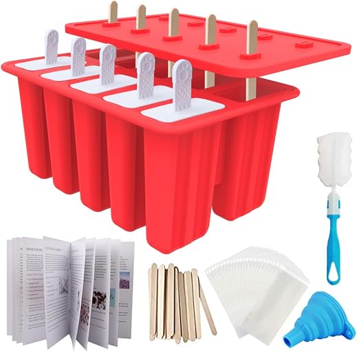 MIAOWOOF red 10-cavity popsicle mold set